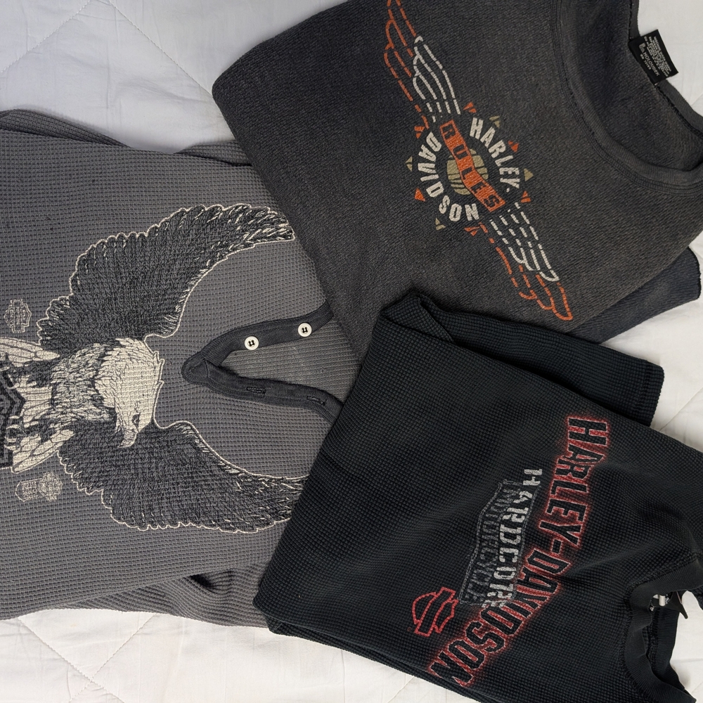 Harley-Davidson Charcoal and Black Long Sleeve Tees